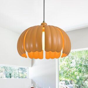 Mid-Century Modern Pendant Light – Pumpkin Orange – 14.5” – Brand New